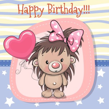 Sevimli çizgi film kirpi kız balonu ile