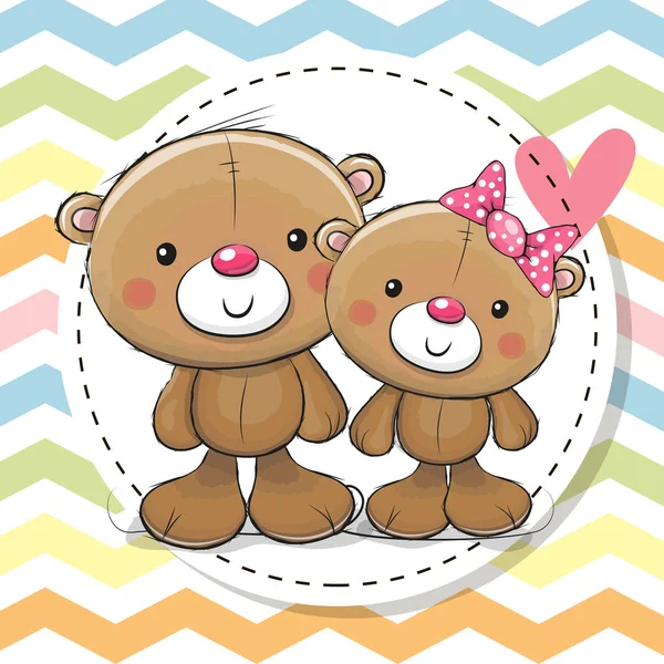 İki sevimli oyuncak ayılar ile tebrik kartı