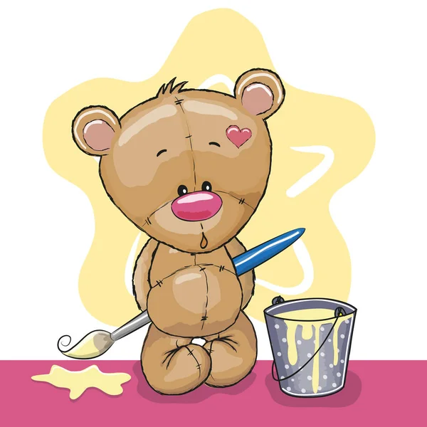 Artist Teddy Bear — Stock Vector