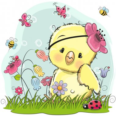 Sevimli çizgi tavuk