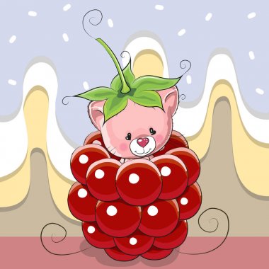 Yavru kedi ve ahududu