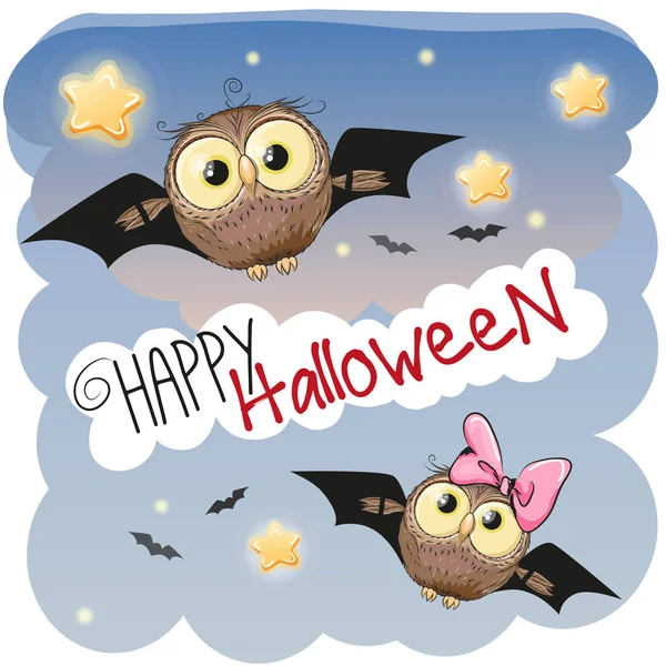 Twee uilen van Halloween — Stockvector