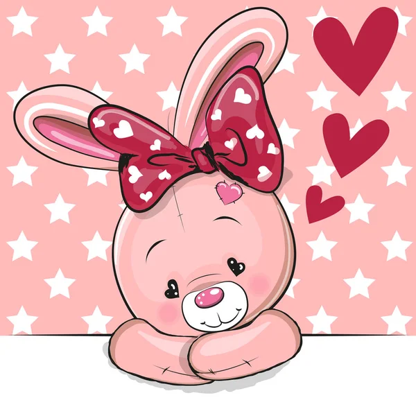 Cute Cartoon Rabbit with hearts — Stock Vector