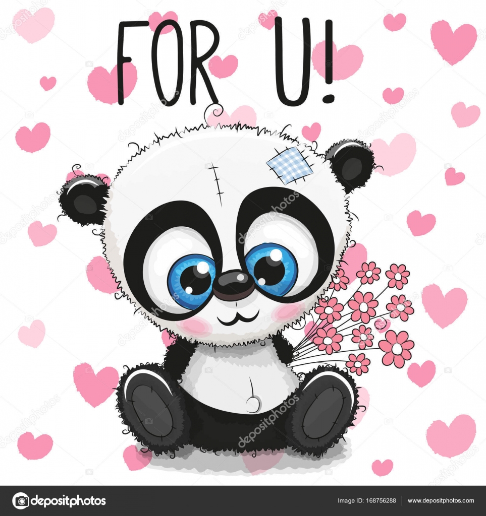 Valentine card Cute Cartoon Panda with flowers Stock Vector Image by ©Reginast777 #168756288 Valentine card Cute Cartoon Panda with flowers Stock Vector Image by ©Reginast777 #168756288