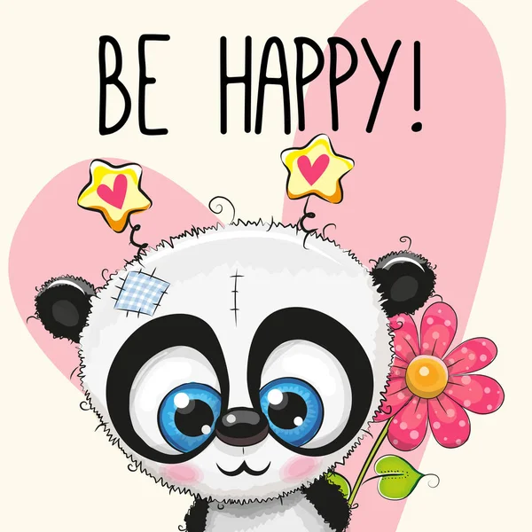 Být šťastný pohlednici s panda — Stockový vektor