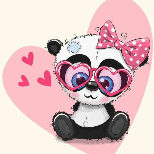 Mignon panda fille dans des lunettes de soleil — Image vectorielle