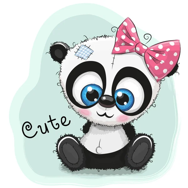 Dessin mignon Panda fille sur un fond bleu — Image vectorielle