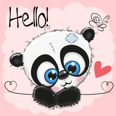 Pembe bir arka plan üzerinde sevimli Panda
