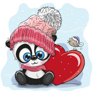 Sevimli çizgi film Panda örme bir kap içinde