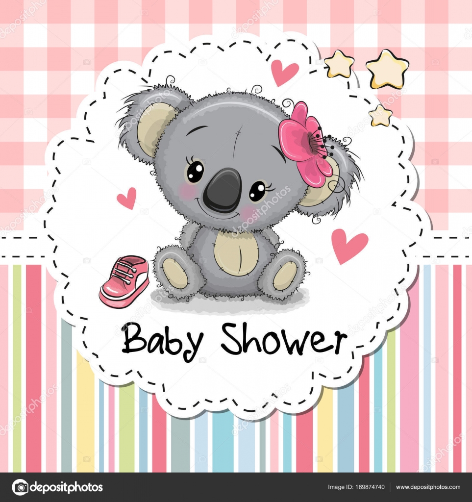 Baby Shower Greeting Card With Cartoon Koala Girl Stock Vector Image By C Reginast777