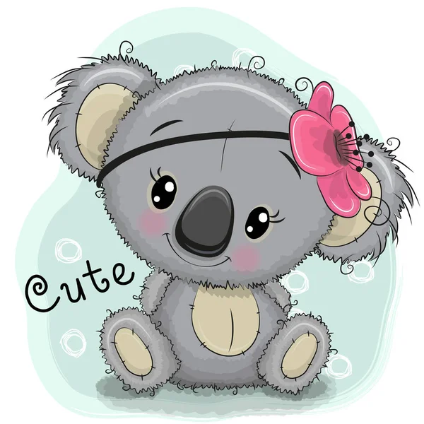 Linda chica Koala sobre un fondo azul — Vector de stock