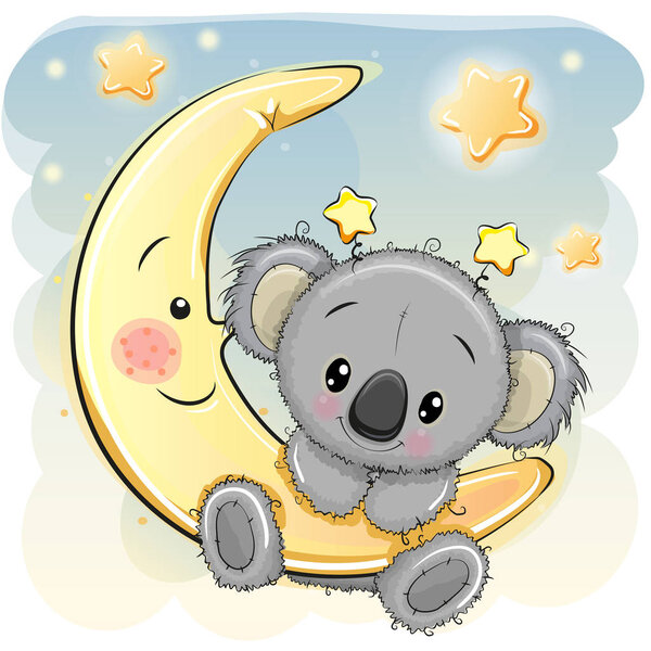 Cute Koala on the moon