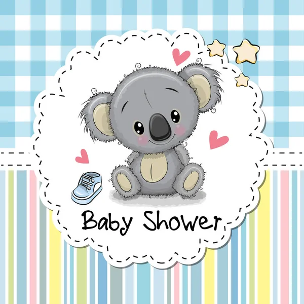 Baby Shower Greeting Card with Cartoon Koala — Stock Vector