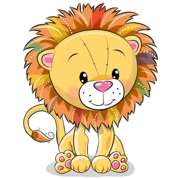 Cute Cartoon lion isolated on a white background — Stock Vector