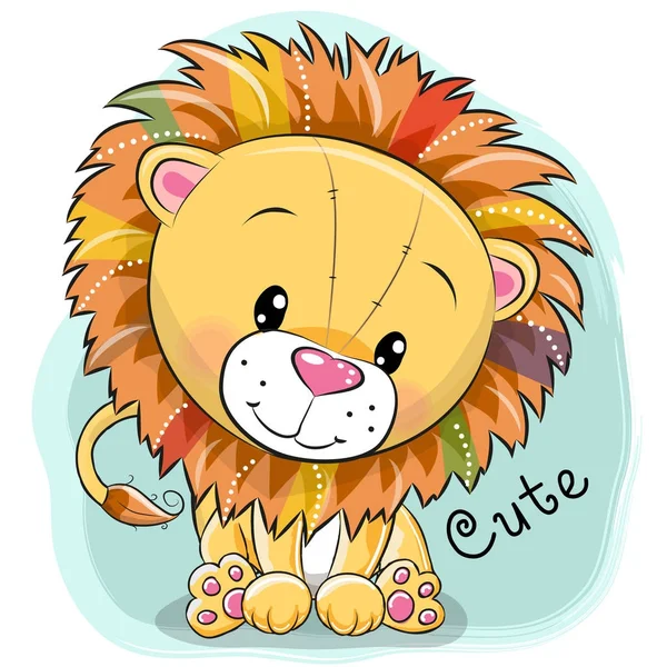 Cartoon Lion on a blue background — Stock Vector