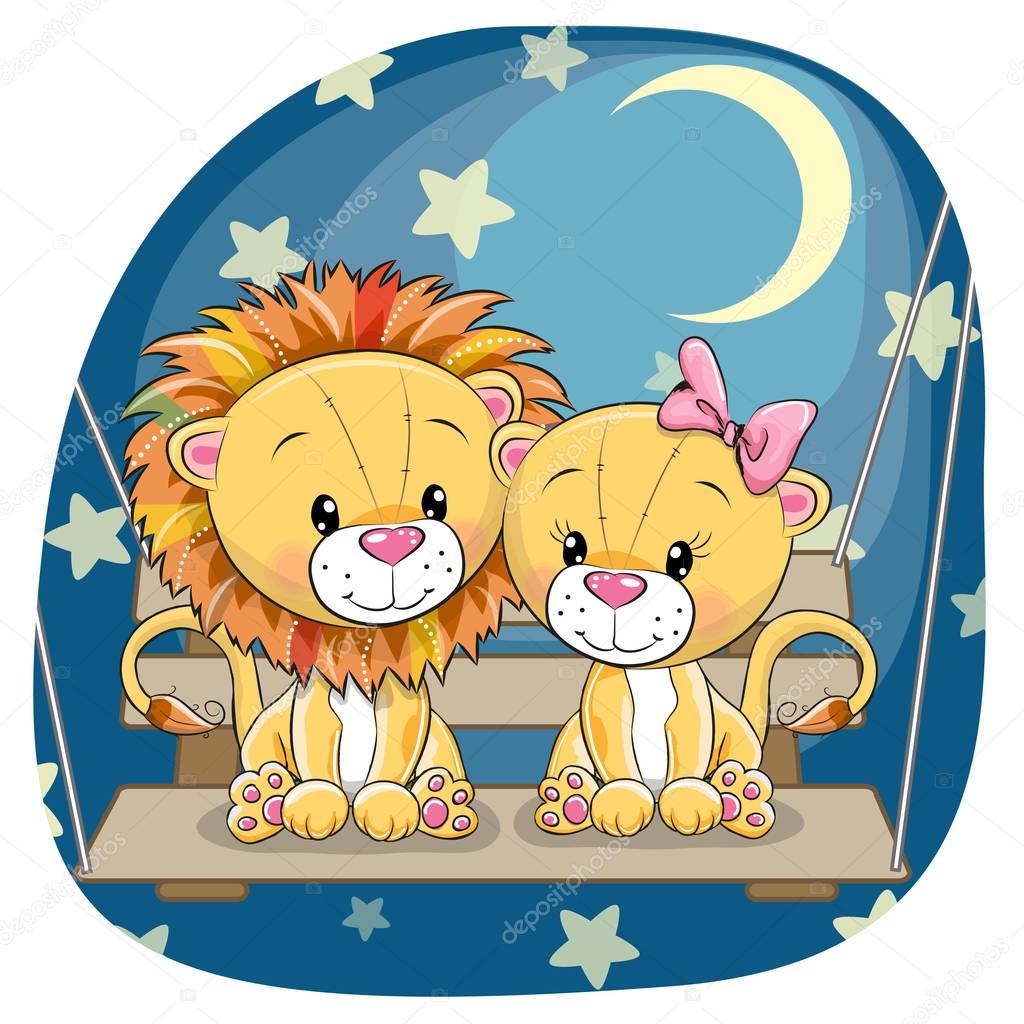 Valentine card with Lovers lions