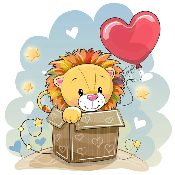 Tarjeta de cumpleaños con un león lindo — Archivo Imágenes Vectoriales