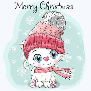 Bir şapka de sevimli çizgi film kedi