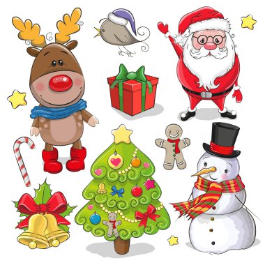 Sevimli Noel tasarım öğeleri kümesi