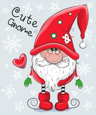 Çizgi film Gnome üzerinde mavi bir arka plan