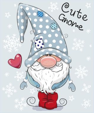 Çizgi film Gnome üzerinde mavi bir arka plan