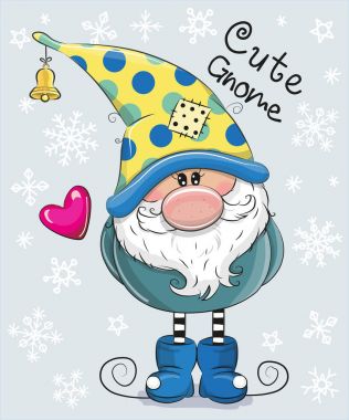 Cartoon Gnome on a blue background clipart