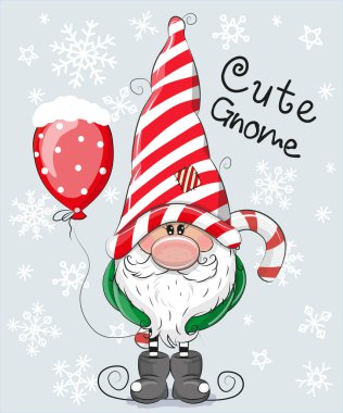 Çizgi film Gnome üzerinde mavi bir arka plan