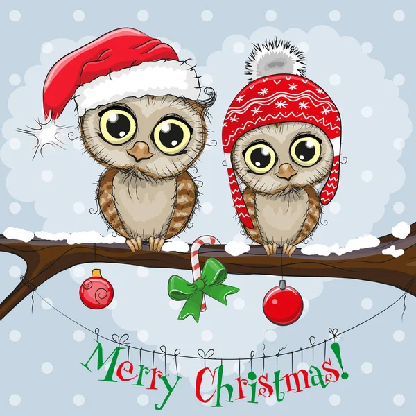 Winter card with cute owls Royalty Free Vector Image