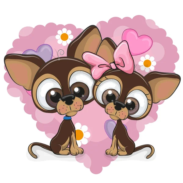 Two Dogs on a heart background — Stock Vector