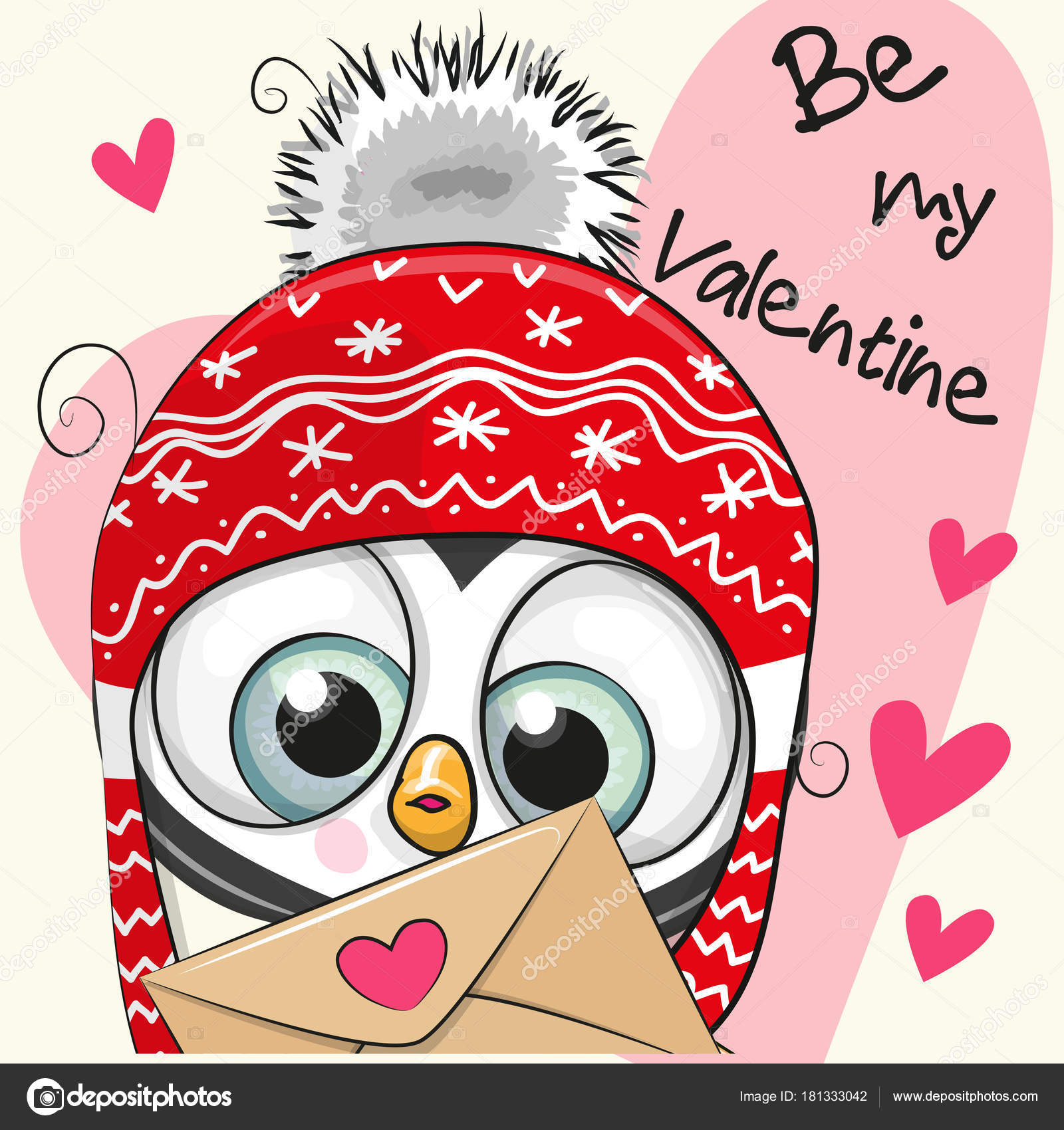 Valentine card with cute cartoon Penguin Stock Vector Image by ©Reginast777  #181333042