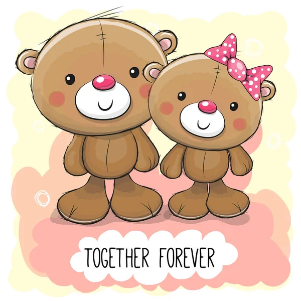 Niedliche Cartoon-Teddybär Junge und Mädchen — Stockvektor