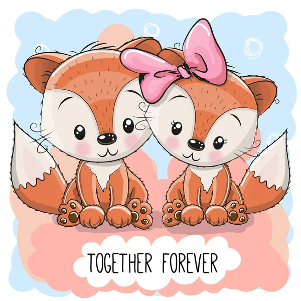 Aranyos rajzfilm rókák fiú és lány — Stock Vector