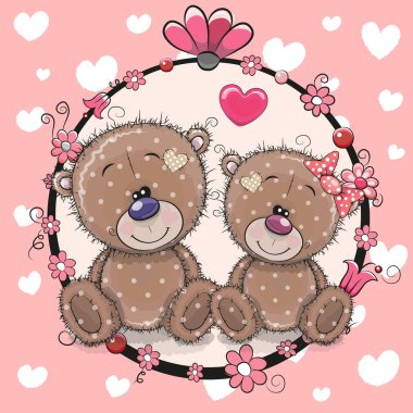 İki sevimli çizgi film ayılar ile tebrik kartı