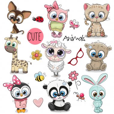 Set of Cute Cartoon Animals clipart