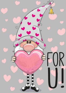 Cute Cartoon gnome with heart clipart