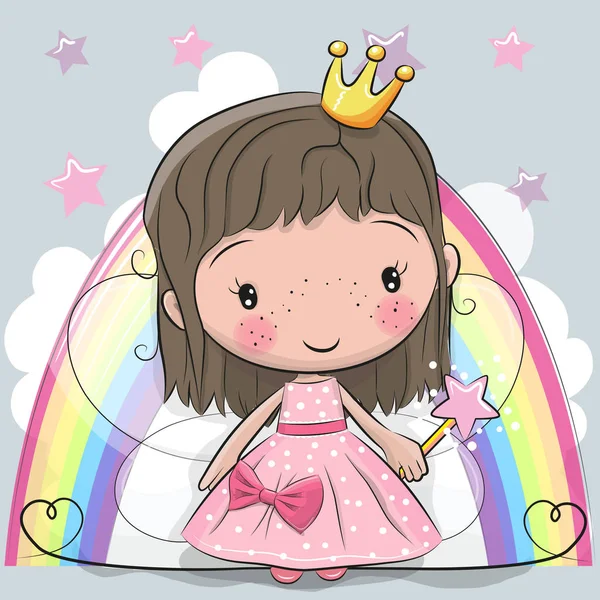 Mignon dessin animé conte de fées Princesse fée — Image vectorielle