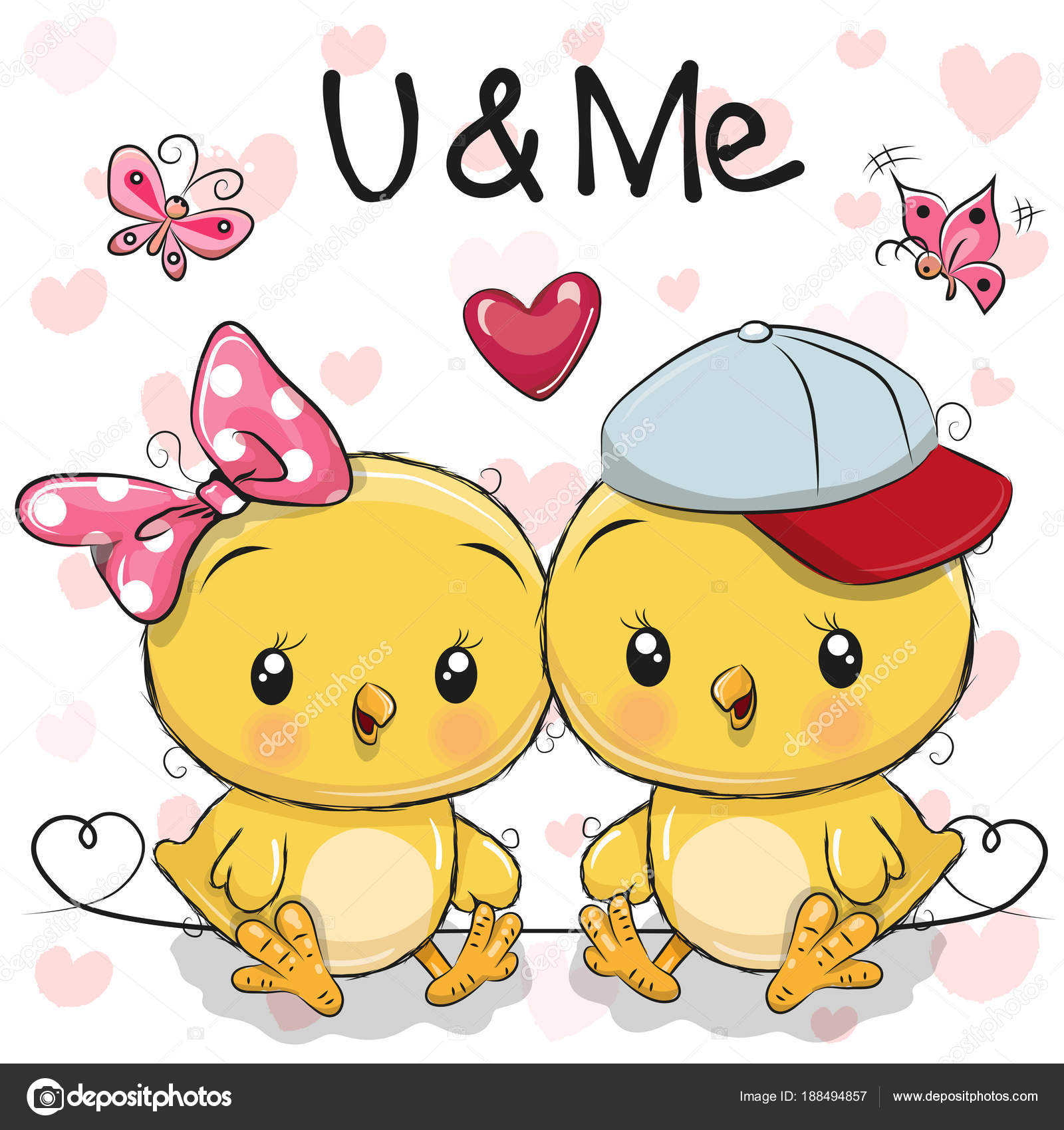 Two Chickens on a hearts background — Stock Vector © Reginast777 188494857