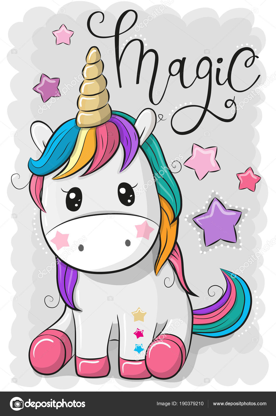 Cartoon Unicorn isolated on a gray background Stock Vector Image by  ©Reginast777 #190379210