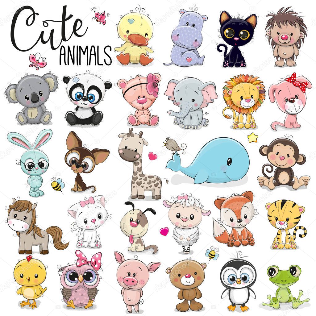 Set of Cute Cartoon Animals