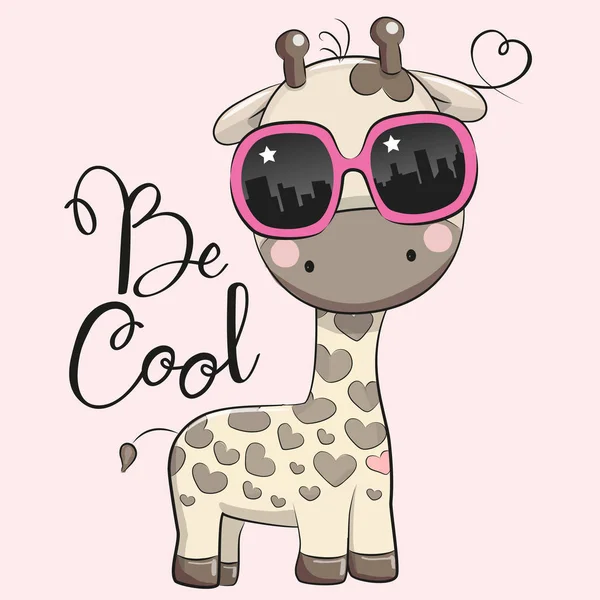 Linda jirafa con gafas de sol — Vector de stock