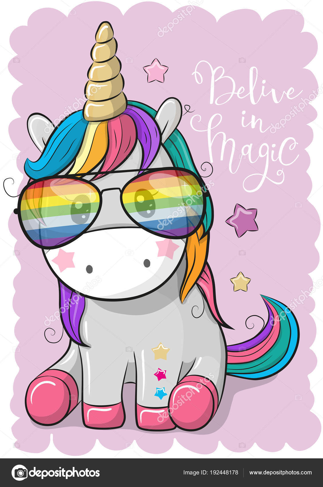 Novelty Rainbow Unicorn Sunglasses Horn Rimmed Square Lens 50mm