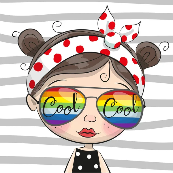 Cartoon meisje met zonnebril — Stockvector
