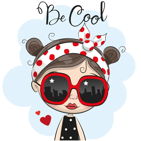 Cartoon Girl avec des lunettes de soleil — Image vectorielle