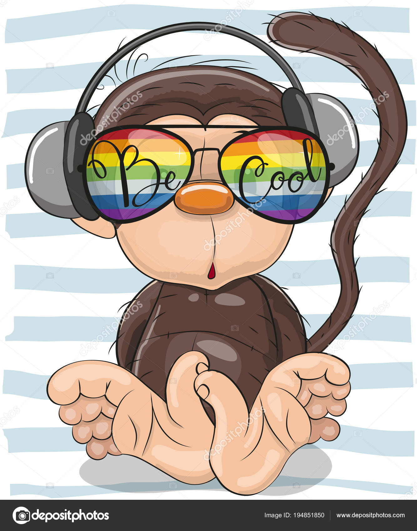 Cute Monkey with sun glasses Stock Vector by ©Reginast777 194851850