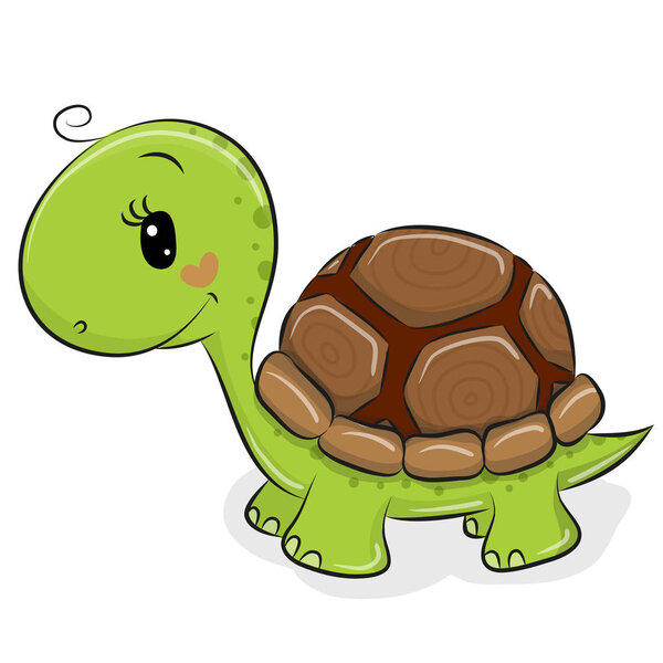 Cute Cartoon Turtle на белом фоне
