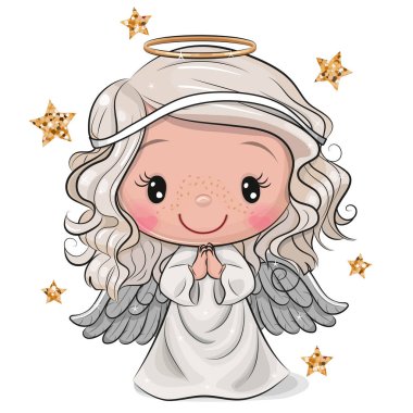 Cartoon Christmas angel isolated on white background clipart