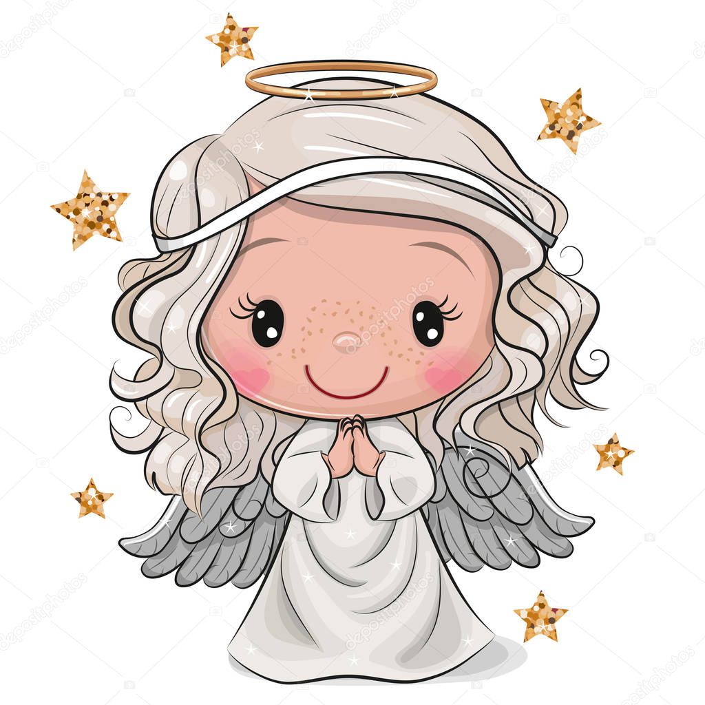 Cartoon Christmas angel isolated on white background