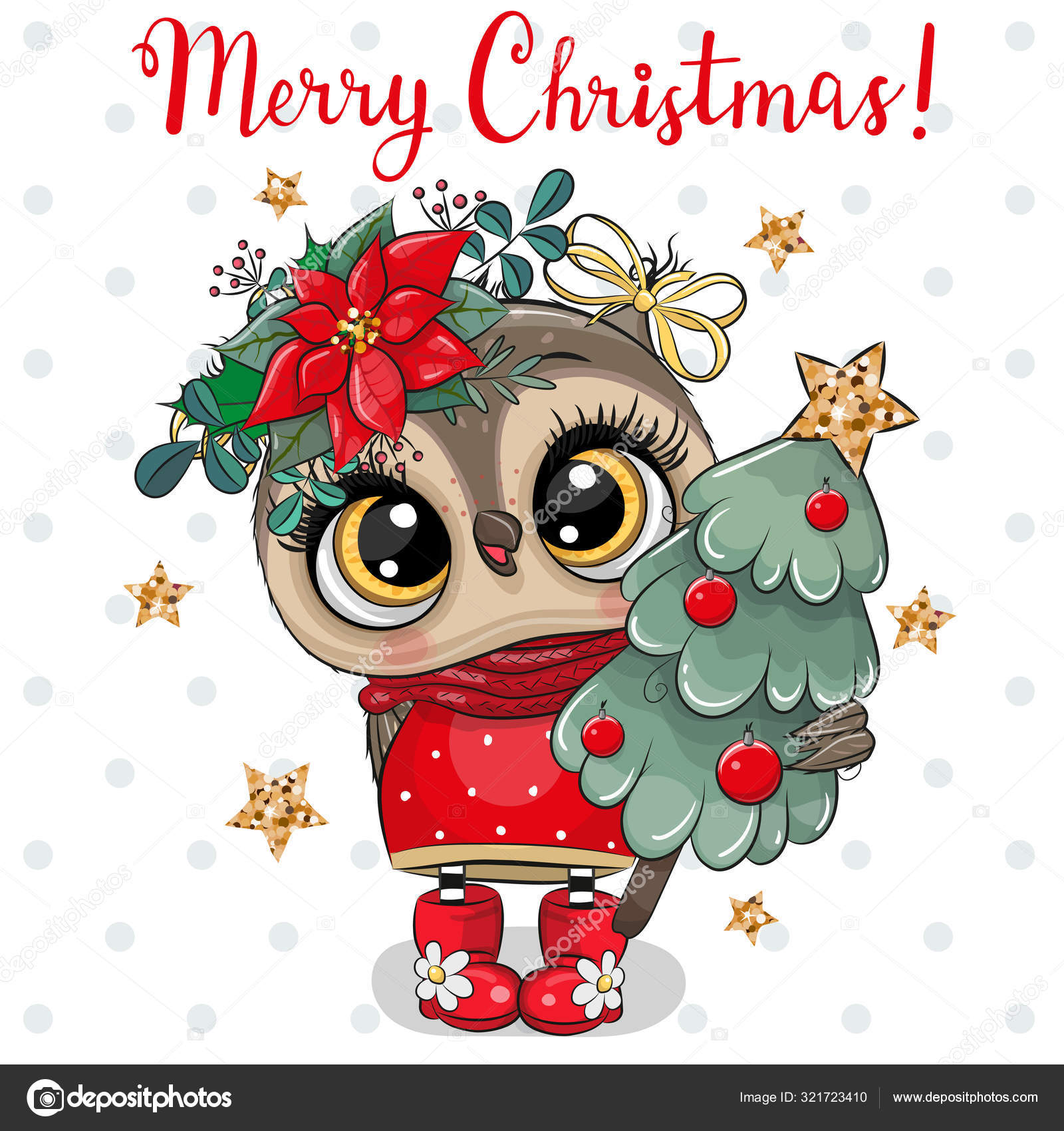 Cute Cartoon Owl with Christmas tree on a white background Stock Vector Image by ©Reginast777 #321723410 Cute Cartoon Owl with Christmas tree on a white background Stock Vector Image by ©Reginast777 #321723410
