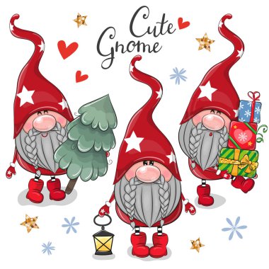 Beyaz arkaplanda Noel Cini Cüceleri
