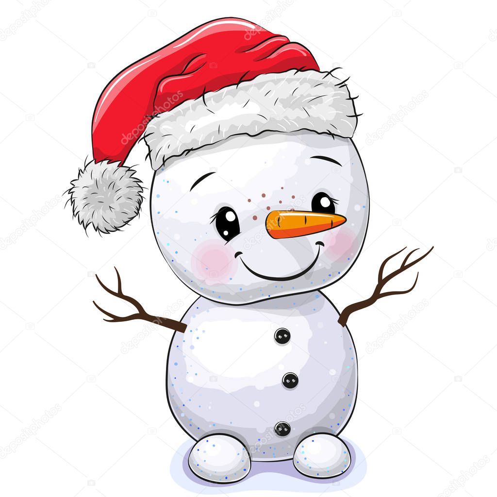 Cartoon Snowman isolated on a white background